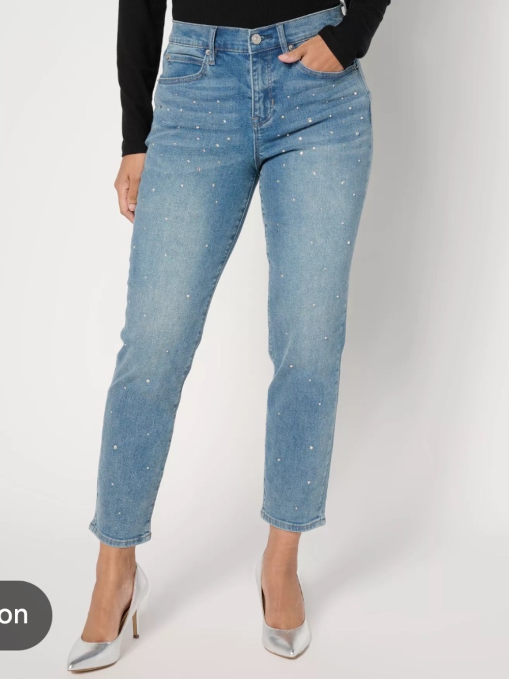 Nicole Miller Soho high rise ankle slim jeans rhinestone - Picture 7 of 7